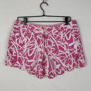 Lilly Pulitzer Shorts 8 Light My Fire Pink White Dragonfly Scallop Hem Buttercup